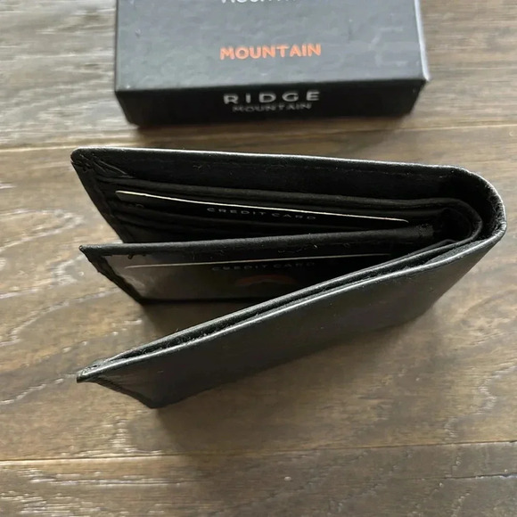 Ridge Mountain Genuine Leather oil pull bi-fold slim wallet,card/bill holder - Picture 7 of 8